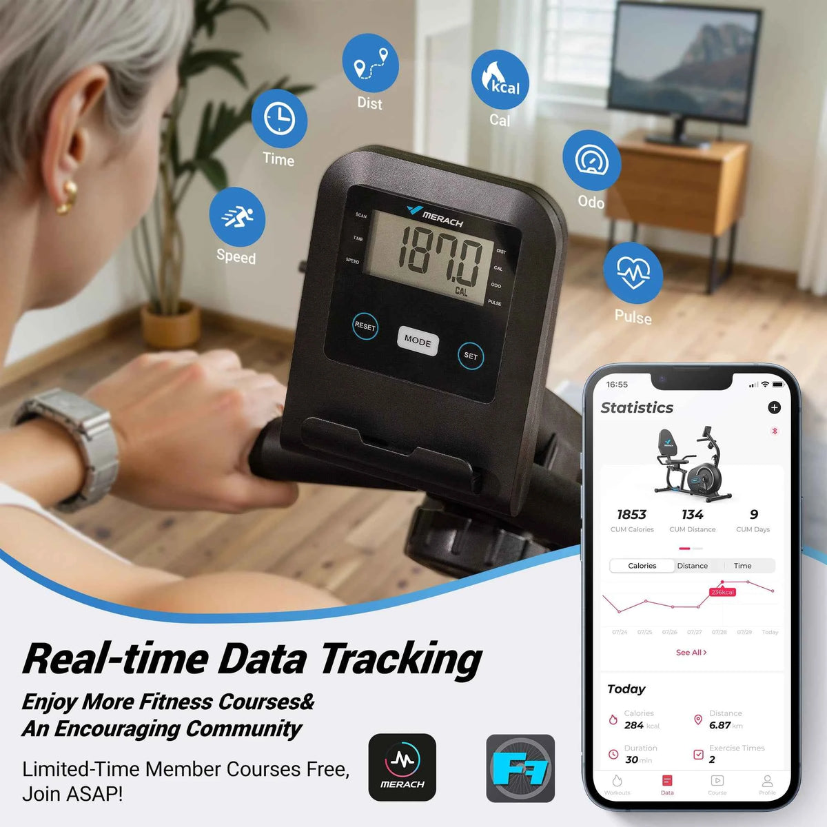 MERACH Recumbent Exercise Bike for Home. Smart Bluetooth Exclusive App Connectivity. LCD Heart Rate Handle Magnetic Recumbent Bike