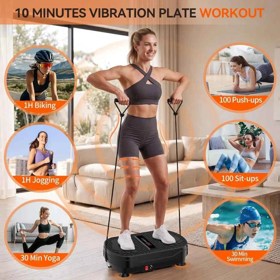Vibration Plate Exercise Machine for Whole Body workout.  Fat Burning Weight Loss. Remote Control for  Adjustable Speed.   Resistance Bands