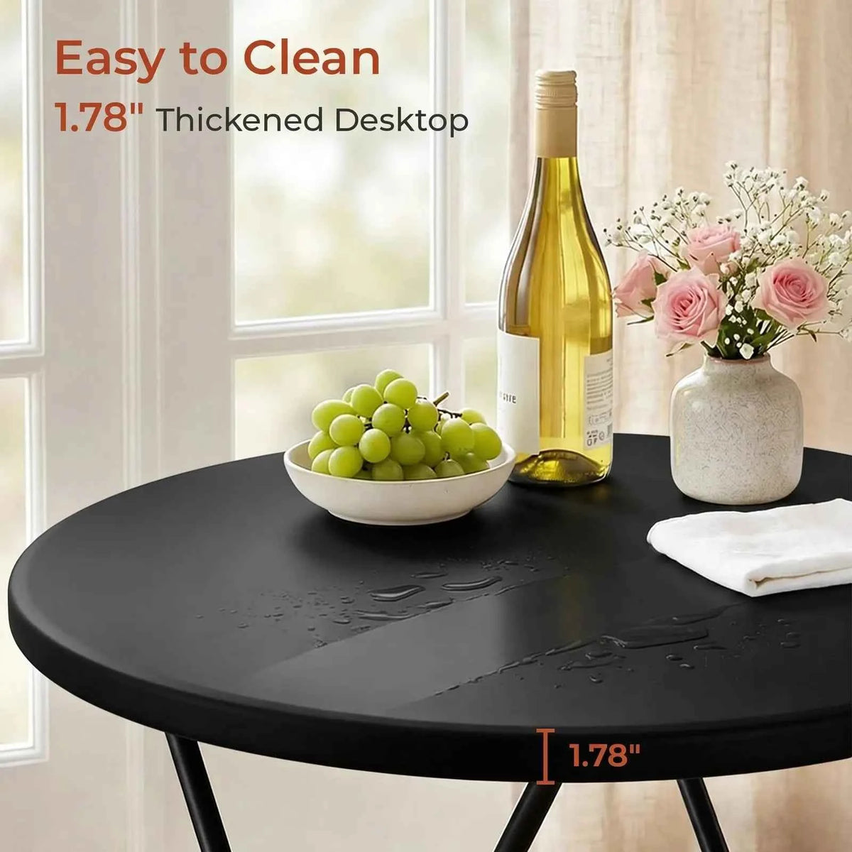 AOOU 2Pcs 32" Folding Round Cocktail Table, High Top Bar Table for Parties Commercial Event, Bistro, Indoor ad Outdoor