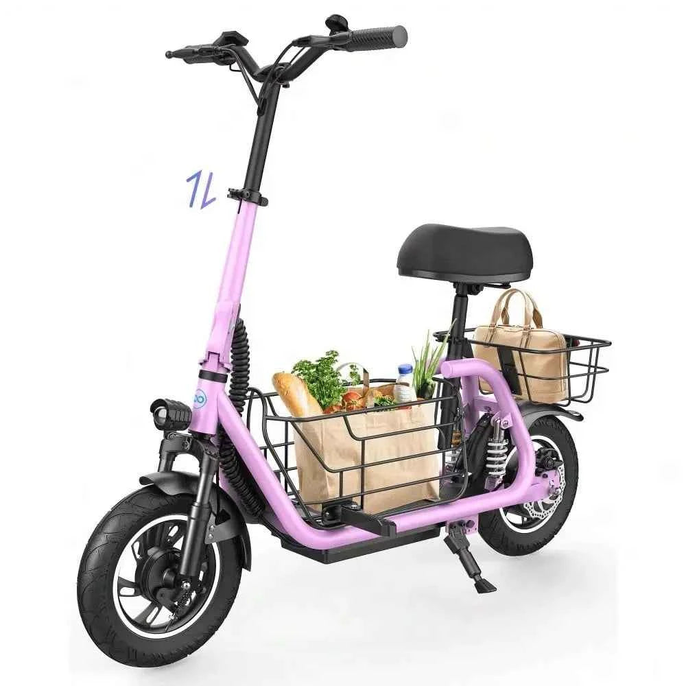 GYROSHOES 550W Pet-Friendly Electric Scooter for Adults with Seat, Dual Shock Absorbers, Front & Rear Pet Baskets, UL2272 Certified, 25-Mile Range, 18.6 MPH Commuter Scooter for Small Dogs & Errands