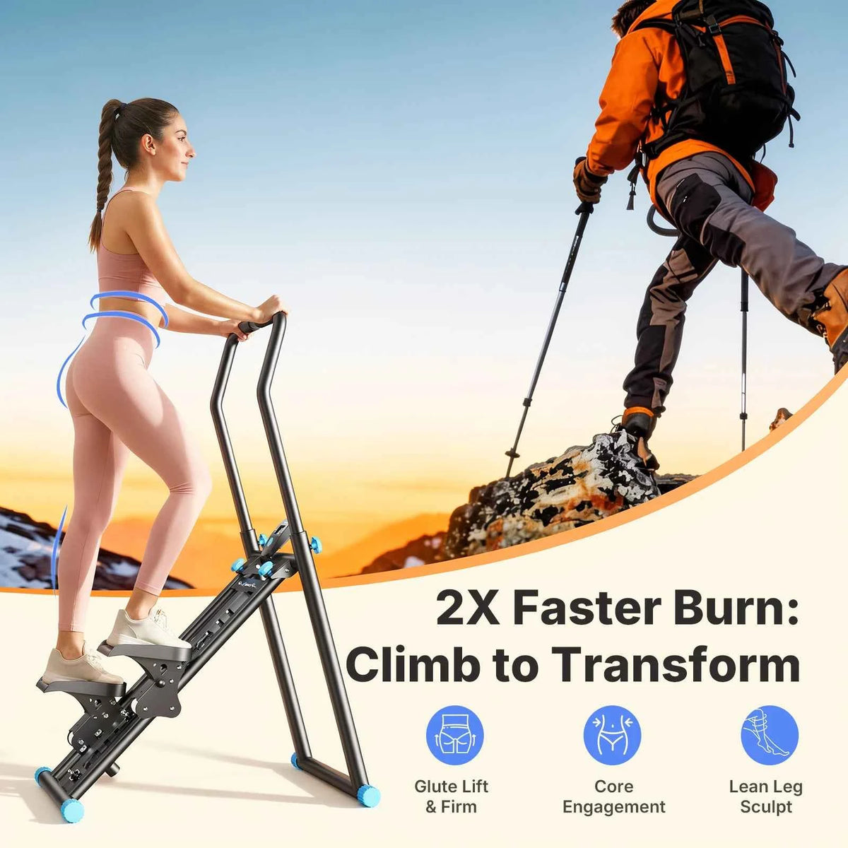 Stair Stepper. Foldable. Full Body Workout. Silent Multi-functional. Adjustable Fitness Climbing Machine for Home.