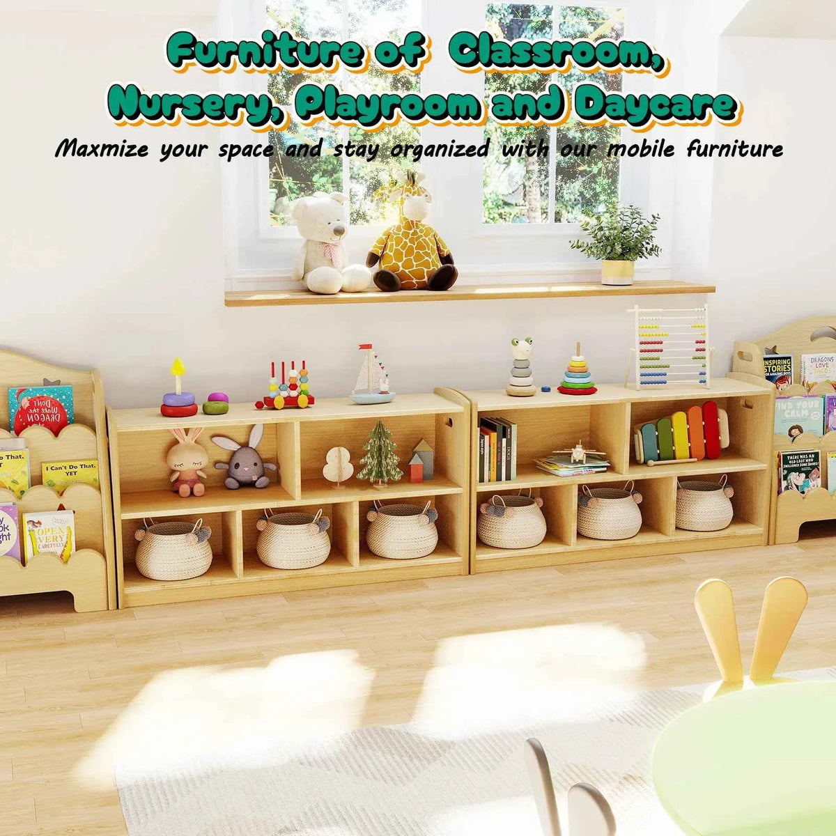 2-Tier Wood Montessori Book Shelves Or Toy Organizer for Kids or Toddlers Room.  Small Book Shelf Storage for Baby