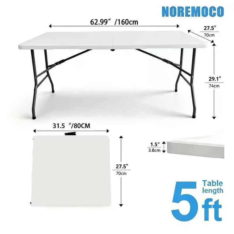 Portable Plastic Folding Table with Carry Handle, Waterproof, Steel Frame with Safety Lock for Picnic, Party ,Dining, Outdoor Indoor, Garden