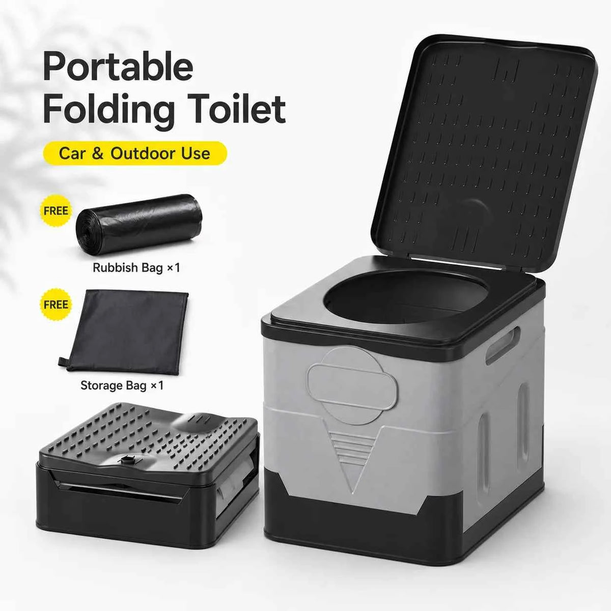 ZM Portable Folding Car Toilet PP Travel Potty with Lid Compact Emergency Toilet
