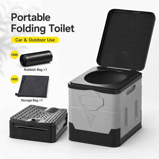 ZM Portable Folding Car Toilet PP Travel Potty with Lid Compact Emergency Toilet