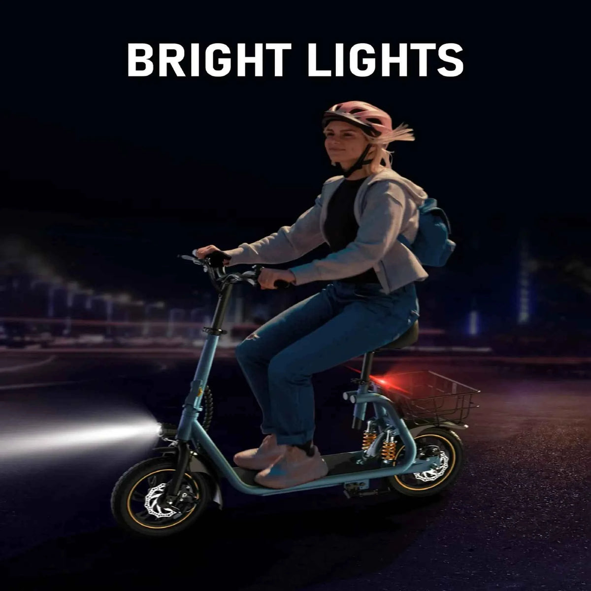 GYROSHOES 550W Pet-Friendly Electric Scooter for Adults with Seat, Dual Shock Absorbers, Front & Rear Pet Baskets, UL2272 Certified, 25-Mile Range, 18.6 MPH Commuter Scooter for Small Dogs & Errands