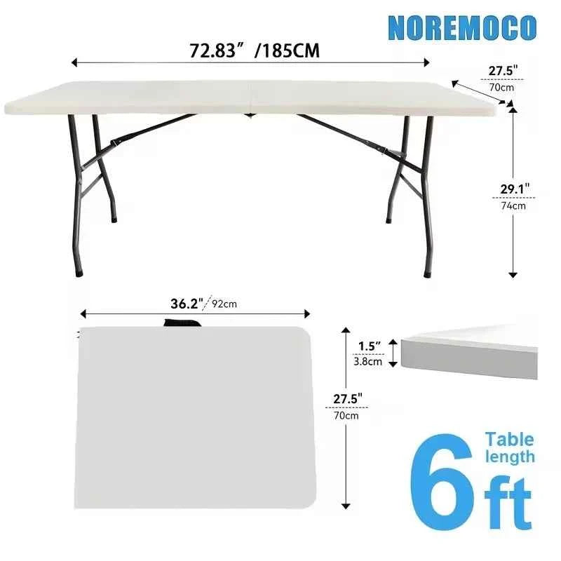 Portable Plastic Folding Table with Carry Handle, Waterproof, Steel Frame with Safety Lock for Picnic, Party ,Dining, Outdoor Indoor, Garden