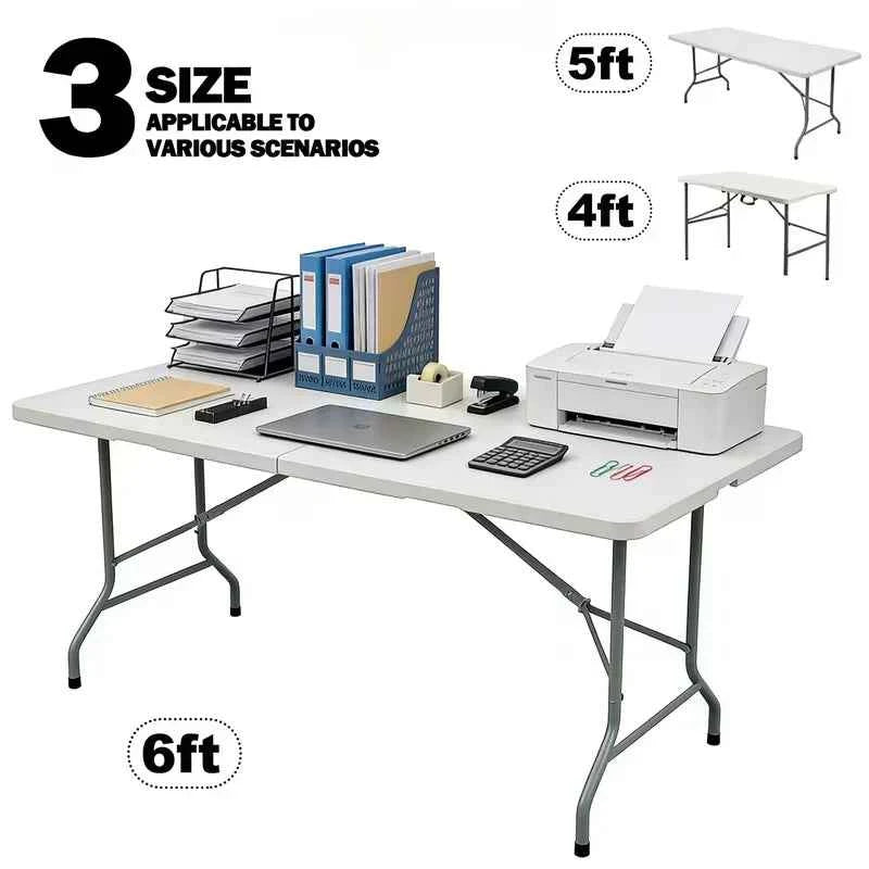 Portable Plastic Folding Table with Carry Handle, Waterproof, Steel Frame with Safety Lock for Picnic, Party ,Dining, Outdoor Indoor, Garden