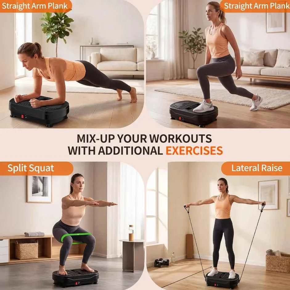 Vibration Plate Exercise Machine for Whole Body workout.  Fat Burning Weight Loss. Remote Control for  Adjustable Speed.   Resistance Bands