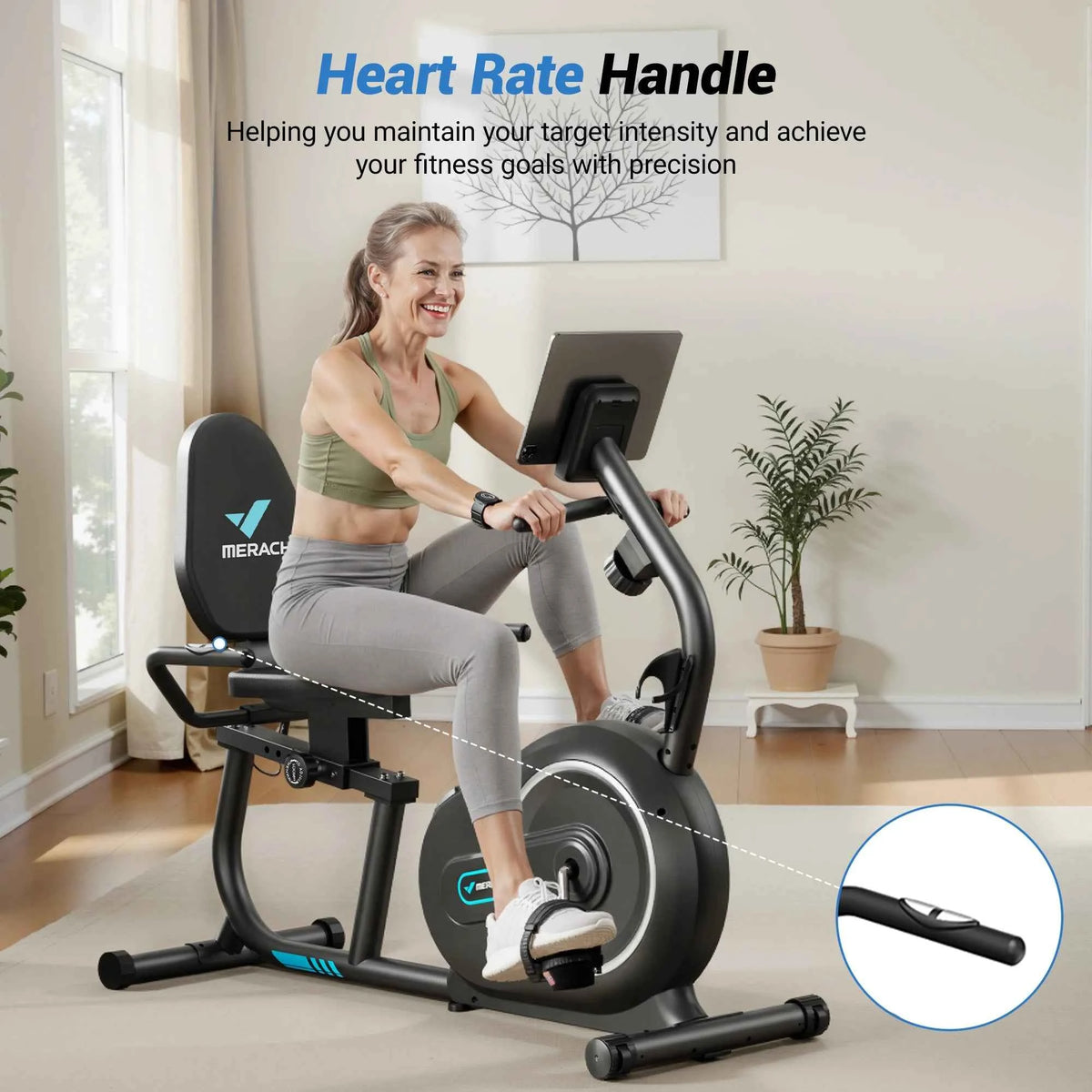 MERACH Recumbent Exercise Bike for Home. Smart Bluetooth Exclusive App Connectivity. LCD Heart Rate Handle Magnetic Recumbent Bike