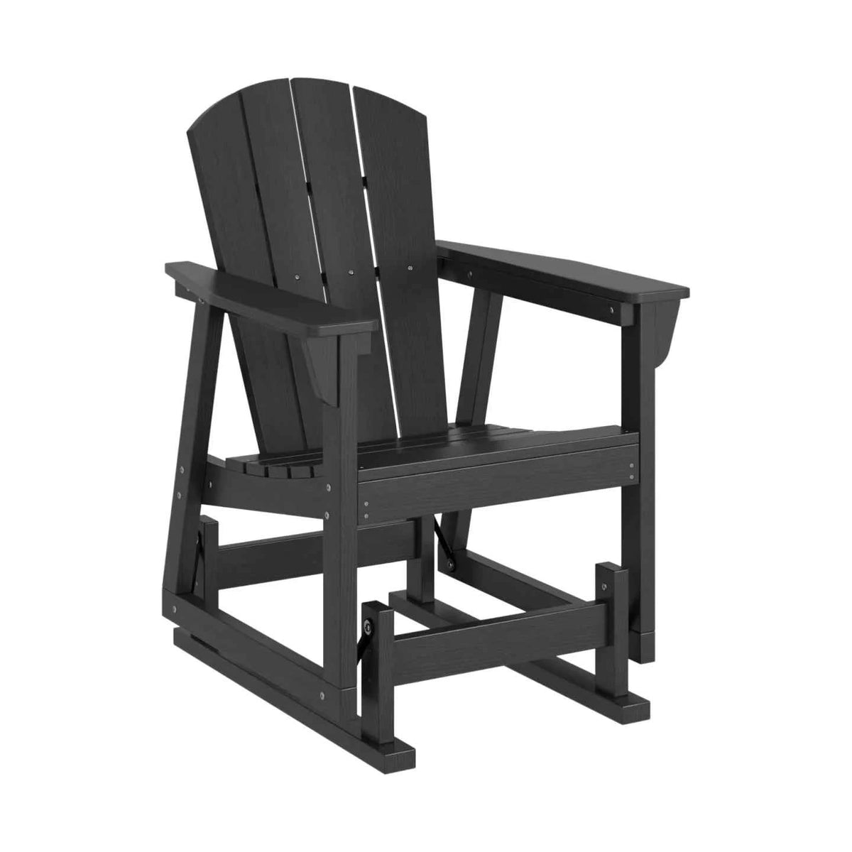 Aoxun HDPE Patio Rocking Chairs, Outdoor Porch Glider Chair Set of 1 Wood Like Wide Seat Black