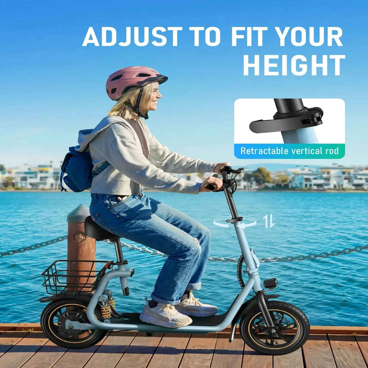 GYROSHOES 550W Pet-Friendly Electric Scooter for Adults with Seat, Dual Shock Absorbers, Front & Rear Pet Baskets, UL2272 Certified, 25-Mile Range, 18.6 MPH Commuter Scooter for Small Dogs & Errands