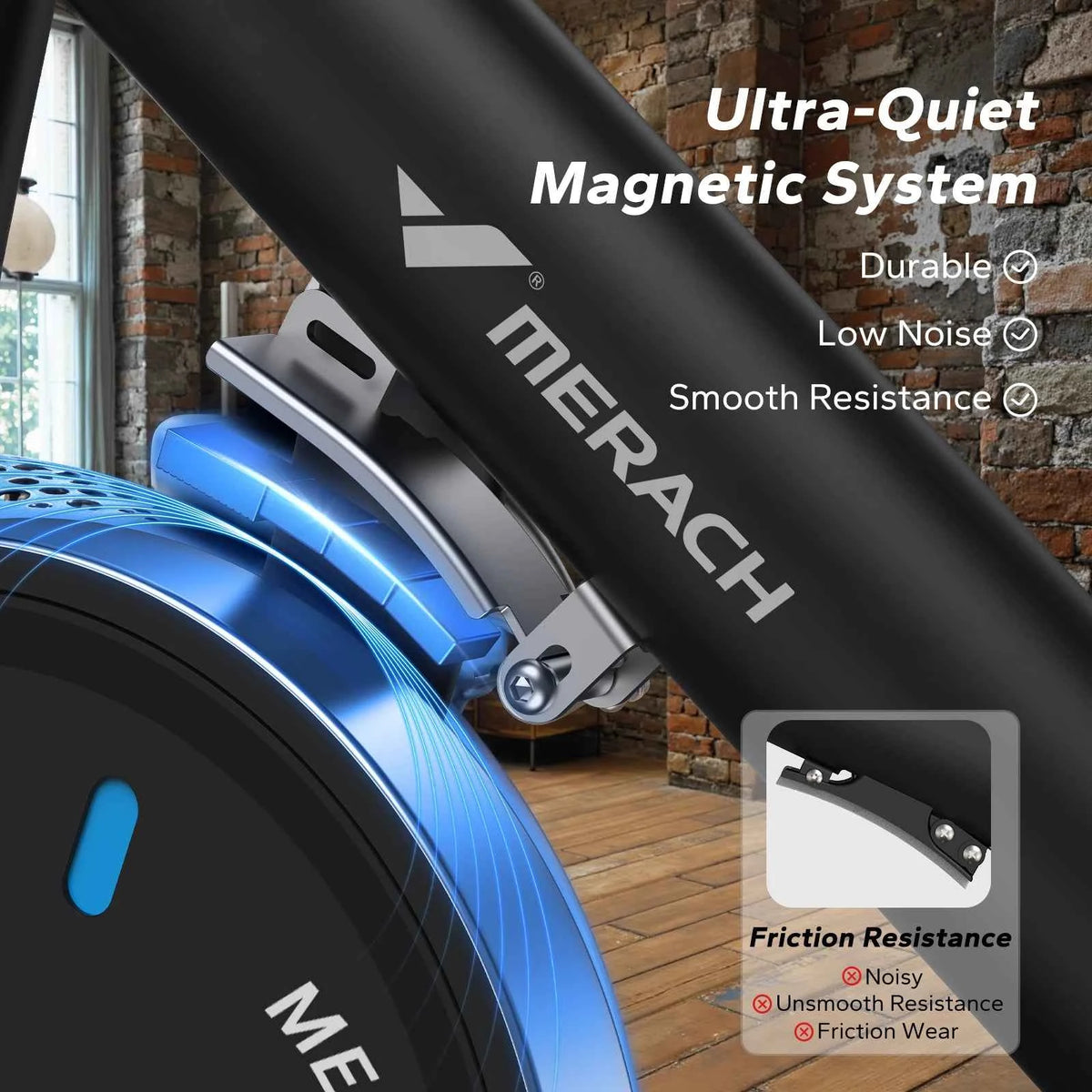 MERACH Exercise Bike Brake Pad/Magnetic Stationary Bike with Exclusive App. Low Noise. Indoor Cycling Bike with Fitness Courses