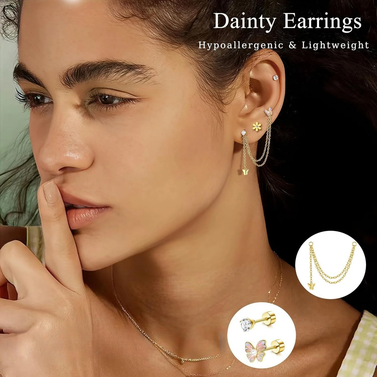 27Pcs Surgical Steel Helix Piercing Earrings, Hypoallergenic, 14G Cartilage Tragus Conch Lobe Piercing. Jewelry For Women, Men Dainty Minimalist Stackable Stud Rings, Trendy Ear Piercing Set