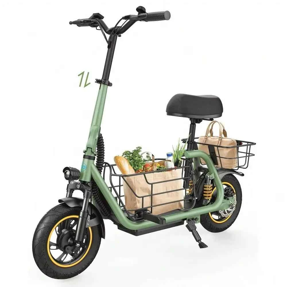 GYROSHOES 550W Pet-Friendly Electric Scooter for Adults with Seat, Dual Shock Absorbers, Front & Rear Pet Baskets, UL2272 Certified, 25-Mile Range, 18.6 MPH Commuter Scooter for Small Dogs & Errands