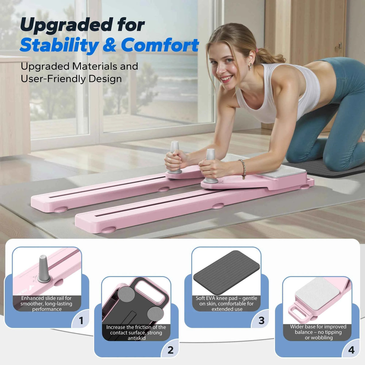 MERACH Pilates Board Multifunctional Abdominal Plate. Detachable Ab Trainer with Anti-Slip Design. Portable Pilates Reformer