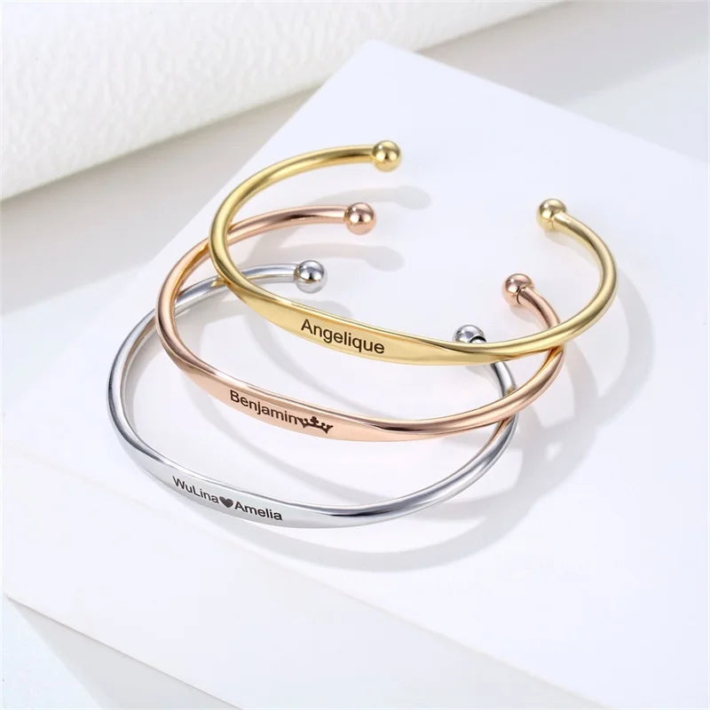 1PC Personalized Engraved Custom Name Stainless Steel Bracelet Jewelry. Name, Words, Letters, Custom Bracelet & Bangle For Women
