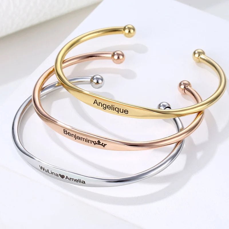 1PC Personalized Engraved Custom Name Stainless Steel Bracelet Jewelry. Name, Words, Letters, Custom Bracelet & Bangle For Women