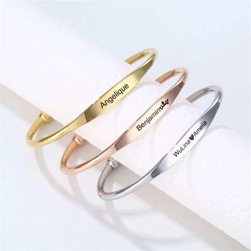 1PC Personalized Engraved Custom Name Stainless Steel Bracelet Jewelry. Name, Words, Letters, Custom Bracelet & Bangle For Women