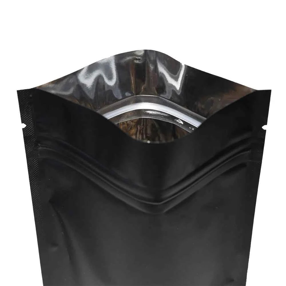 100pcs Premium Matte Black Stand Up Mylar Bags, Aluminum Foil Lined Smell Proof Ziplock Pouches - Best for Coffee & Food Storage