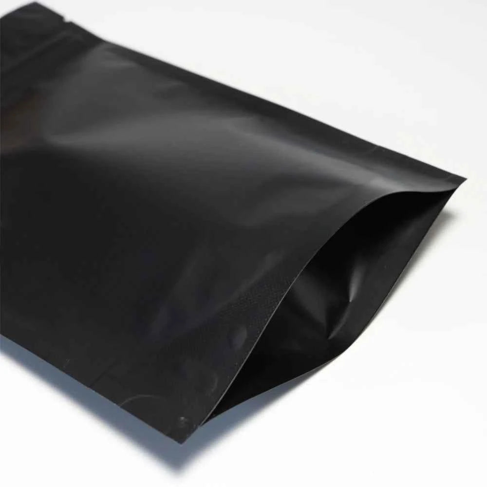 100pcs Premium Matte Black Stand Up Mylar Bags, Aluminum Foil Lined Smell Proof Ziplock Pouches - Best for Coffee & Food Storage