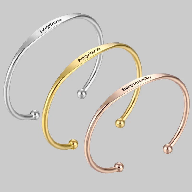 1PC Personalized Engraved Custom Name Stainless Steel Bracelet Jewelry. Name, Words, Letters, Custom Bracelet & Bangle For Women