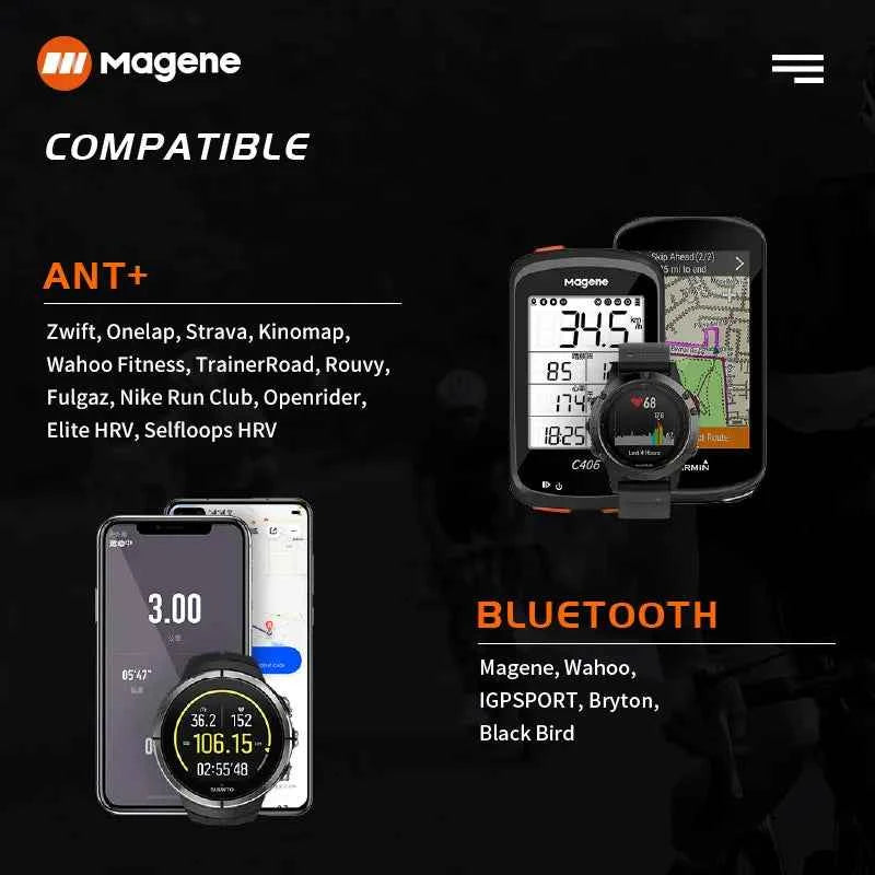 Magene Mover H64 Heart Rate Sensor. Dual Mode and Bluetooth With Chest Strap.