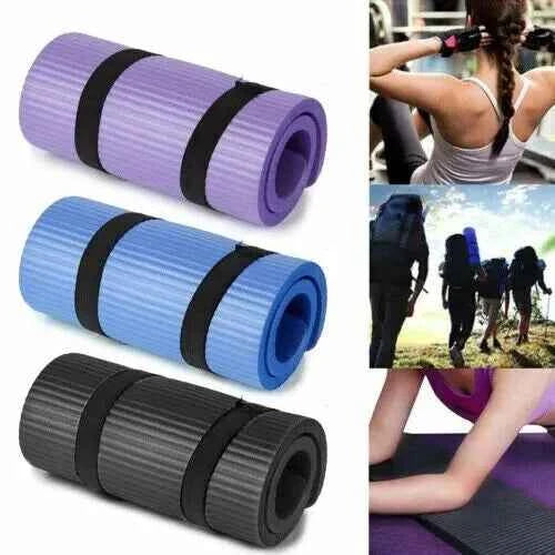Non Slip Extra Thick 15mm Yoga Mat with Carrying Strap Exercise Pad 24" x 10"