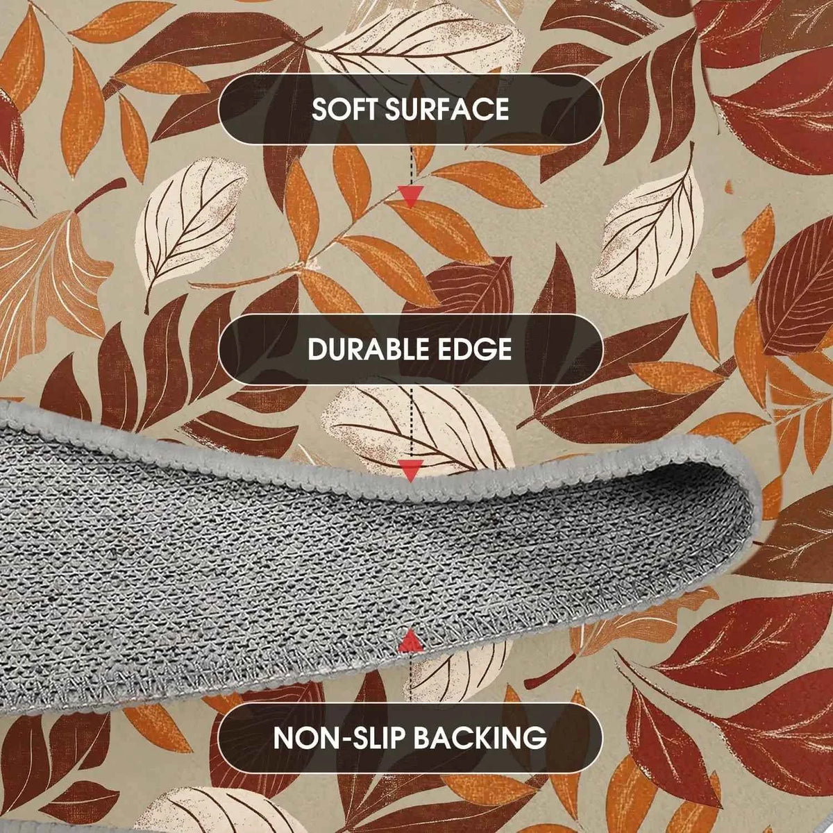 Artoid Mode Maple Leaves Fall Round Rug, Autumn, Thanksgiving Home Decor.  Non Slip, Washable Area Rug. Indoor, 4 Feet Diameter
