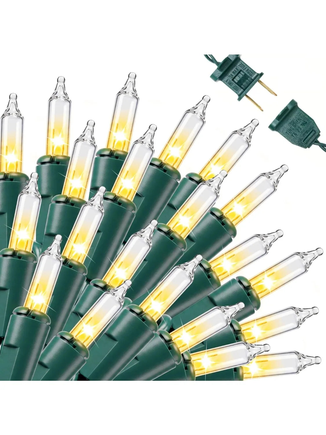 150 Count Mini White Fairy Light Clear Christmas String Lights, Indoor 31.2FT Lighting.  Festival Green Wire