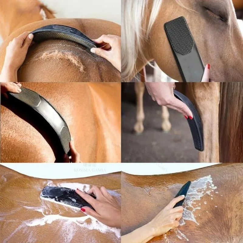 Horse Brushes. Massage Cleaning Brush for Horse Grooming. Flea & Tick Removal, Rubber Hair Comb, Mane  & Tail Bristle Brush