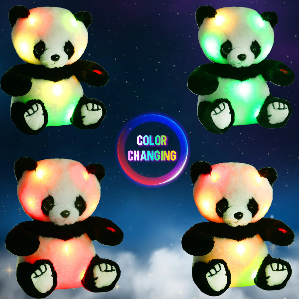 12'' Light Up Panda. Stuffed Animals Kawaii Panda Bear Plush w/ LED Light, Christmas, or Birthday Gift for Kids.  Hugging Toy