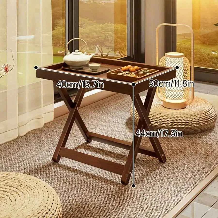 Foldable Modern X-Shaped Table With Snack Tray & Raised Edges - Space-Saving