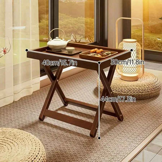 Foldable Modern X-Shaped Table With Snack Tray & Raised Edges - Space-Saving