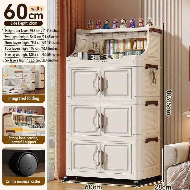 Multi-layer Storage Rack. Plastic Stand. Foldable Floor-standing Cabinet.