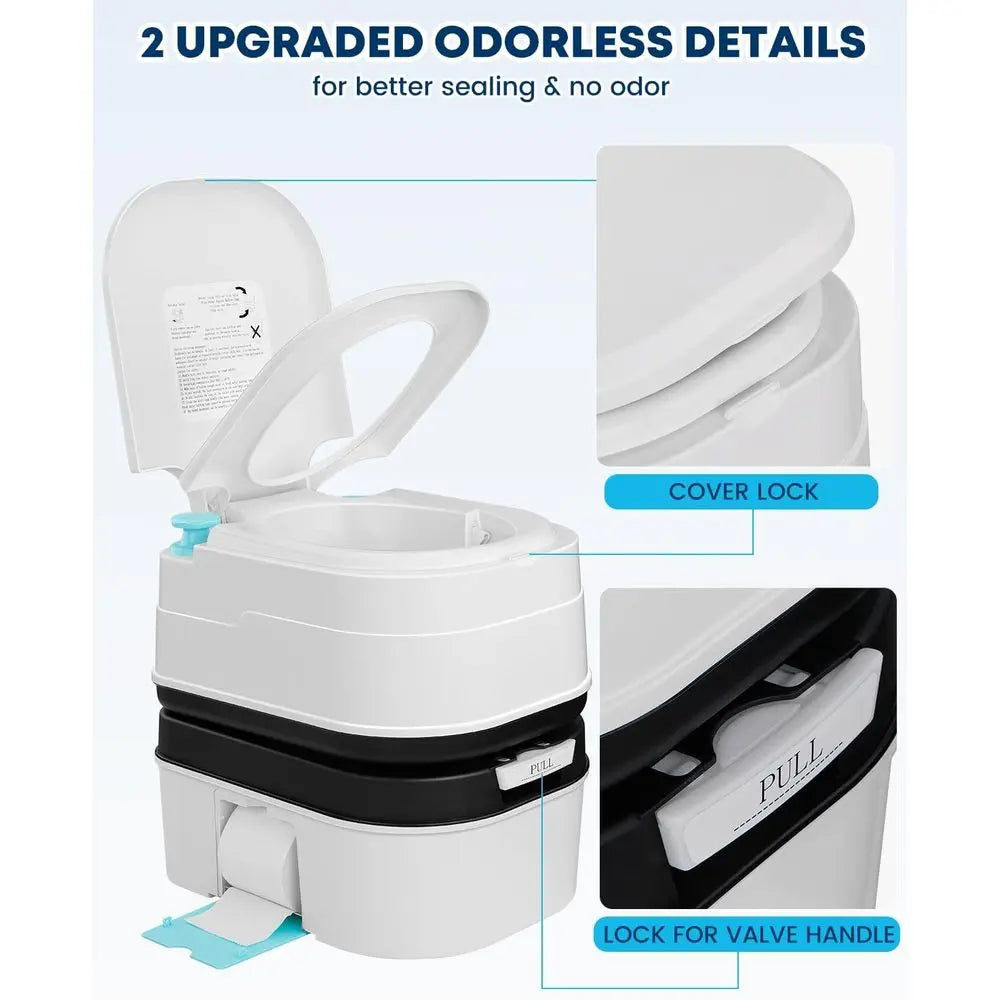 6.34 Gal Portable Toilet for Camping, Large Capacity | Odorless, Leak-Proof, Detachable, Boat Porta Potty with Paper & Detergent