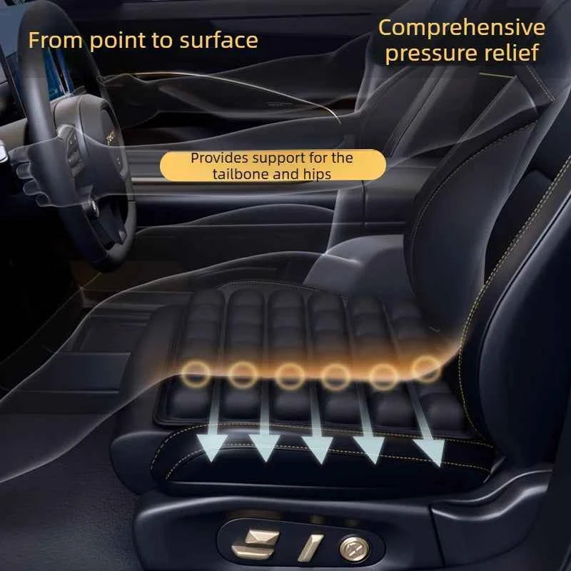 Adjustable Press-to-Inflate Seat Cushion | Pressure Relief for Office, Car & Airplane, Fabric Breathable & Anti-Slip,