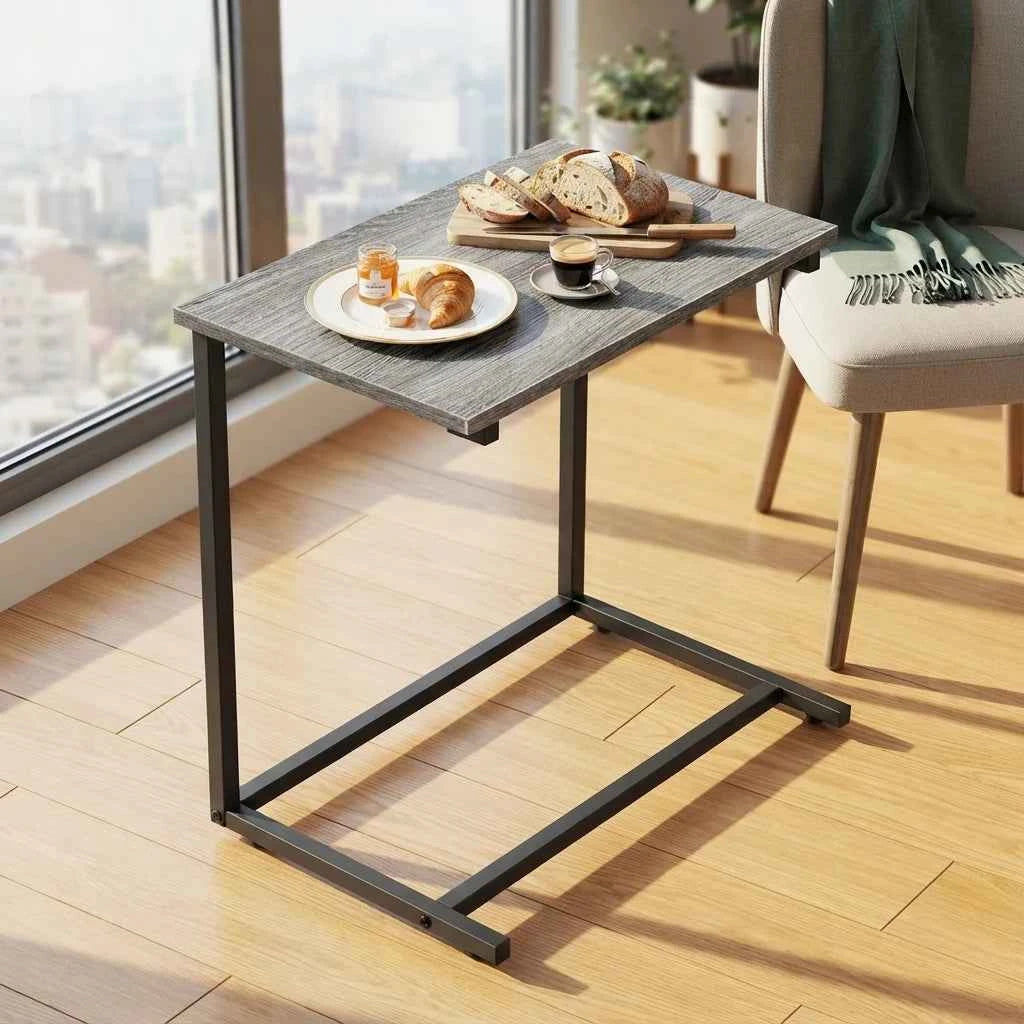 1/2 Packs C Shaped End Table, 27 Inches High, Table Slides Under most furniture, Sofa Side Table for Living Room