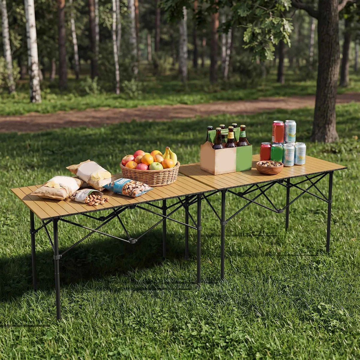 47x28x30in Folding Camping Table, Portable Aluminum Roll Up Table With Carry Bag, 110lb.