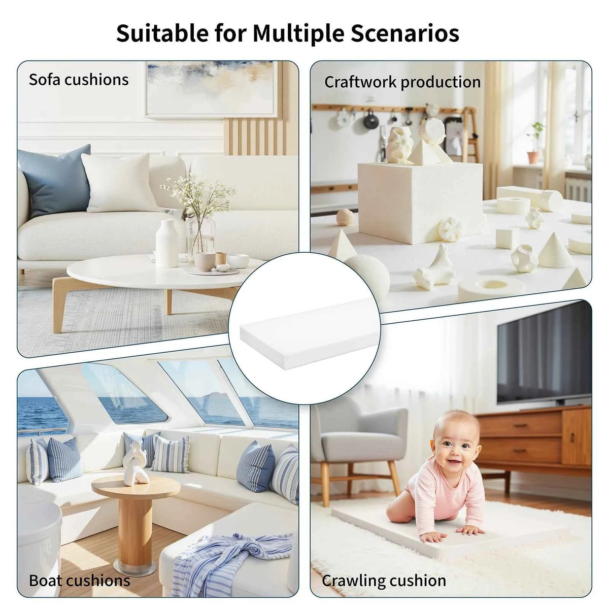 3/4/5/6 inch Thickness Foam Cushion, Cuttable Upholstery Foam Pad For Filling Outdoor Furniture, Padding for Bench Bay Window Cushion