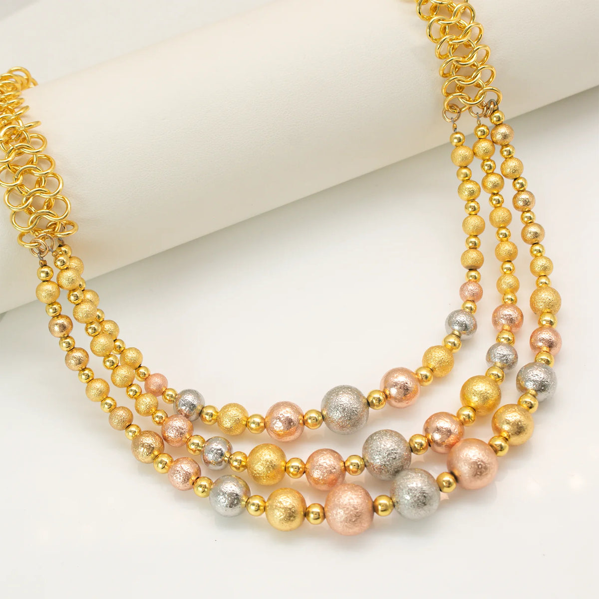 GZJPEI 4 Pcs/set 2026 Fashion Women Jewelry Set. Multi Layer Three Tone Beads Jewelry Accessories For Lady, Birthday Gifts