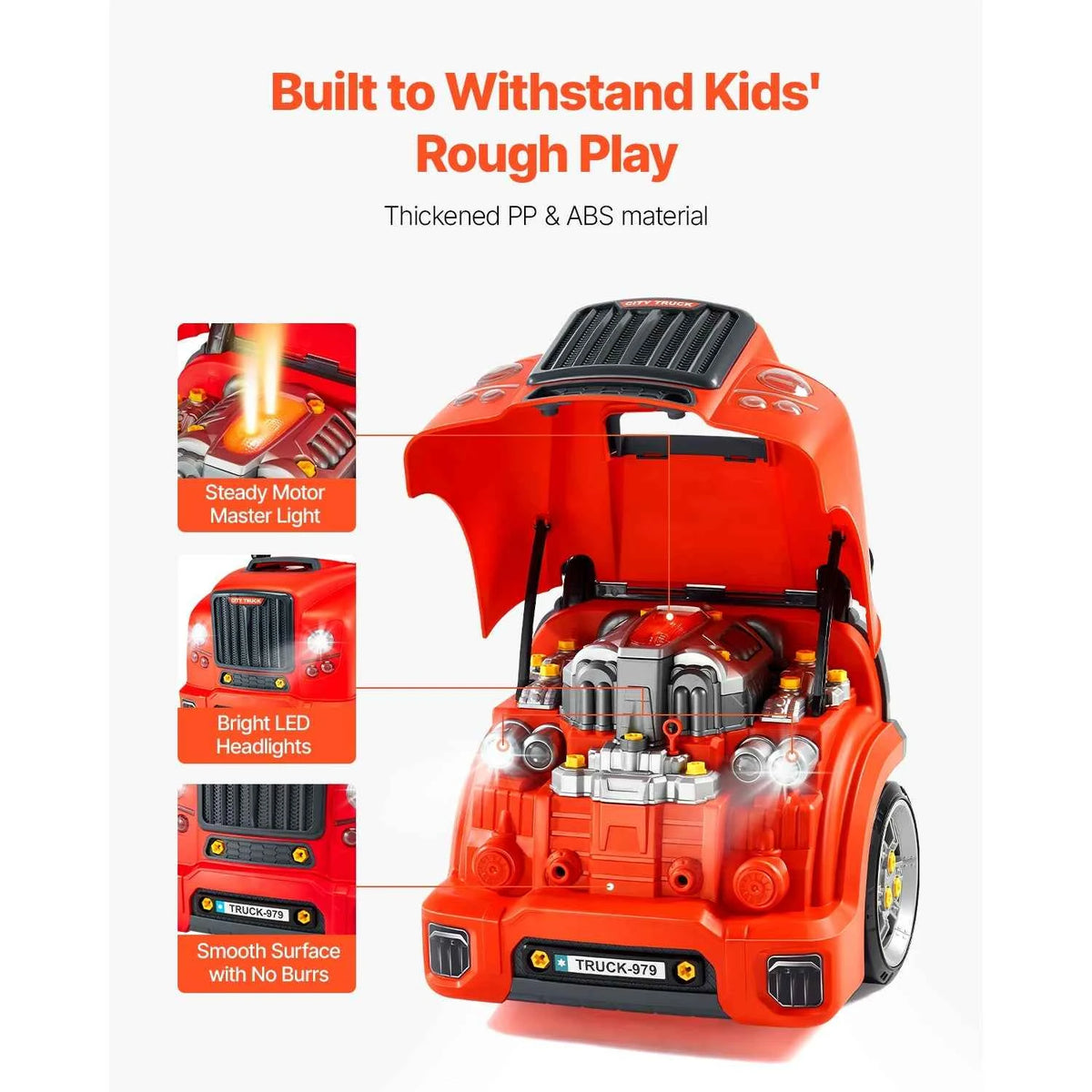 SucceBuy 60 Pcs Kids Mechanic Car Repair Set with Removable Parts & Horn. Workshop Set Engine Toy for Toddler & Children