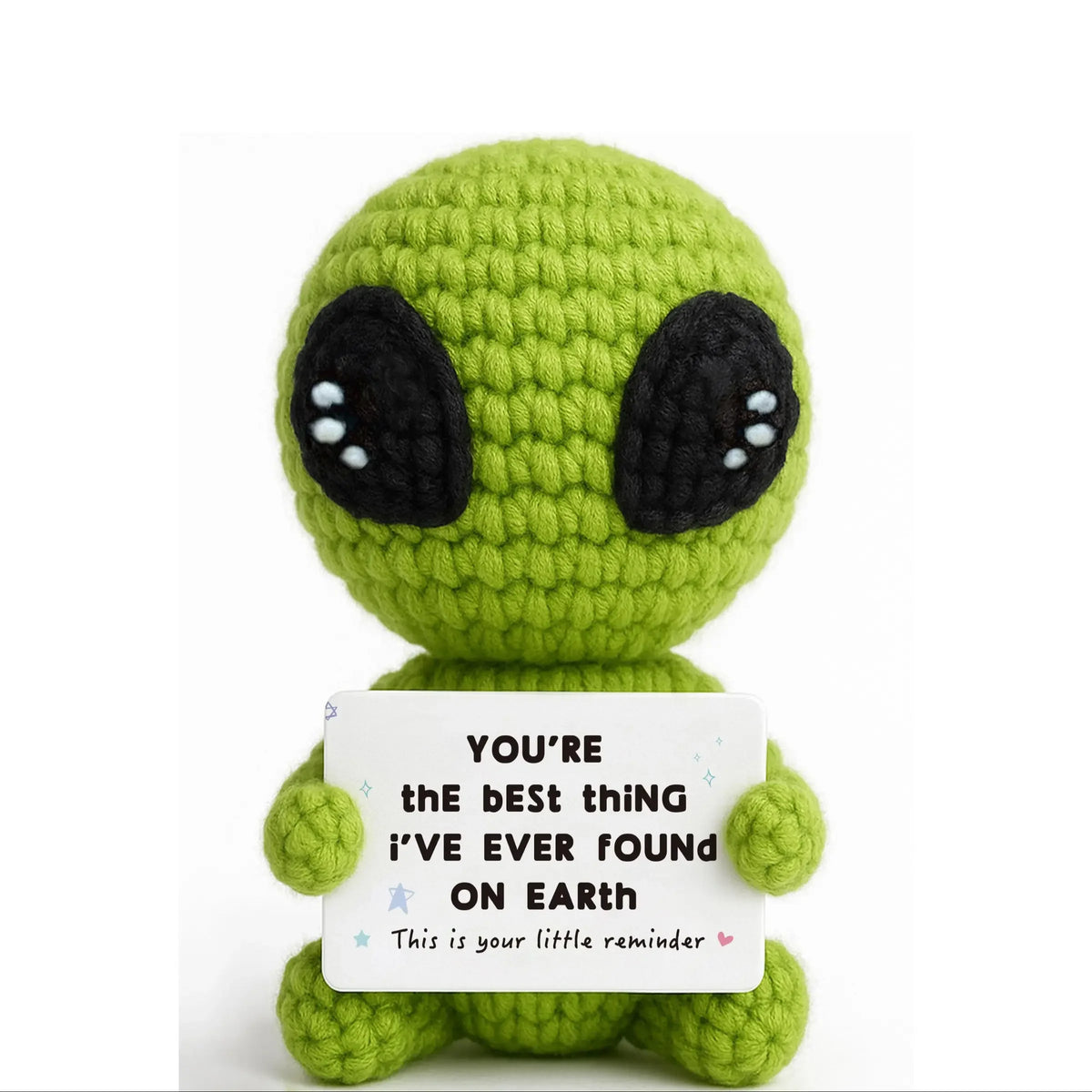 1pc A Fun And Inspiring Crocheted Alien Gift, A Delicately Crafted And Uniquely Cute Toy Doll, Complete with A Positive Card. A Novel Anniversary, Valentine's Day, or Birthday Gift, And A Special Decorative Present, Amigurumi