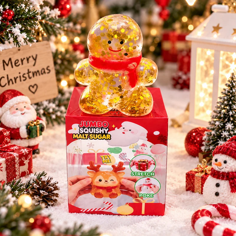 Limited Christmas Dumplings Squishy Glitter Maltose Snowman Set.  Squeeze and  Stress Relief Toys