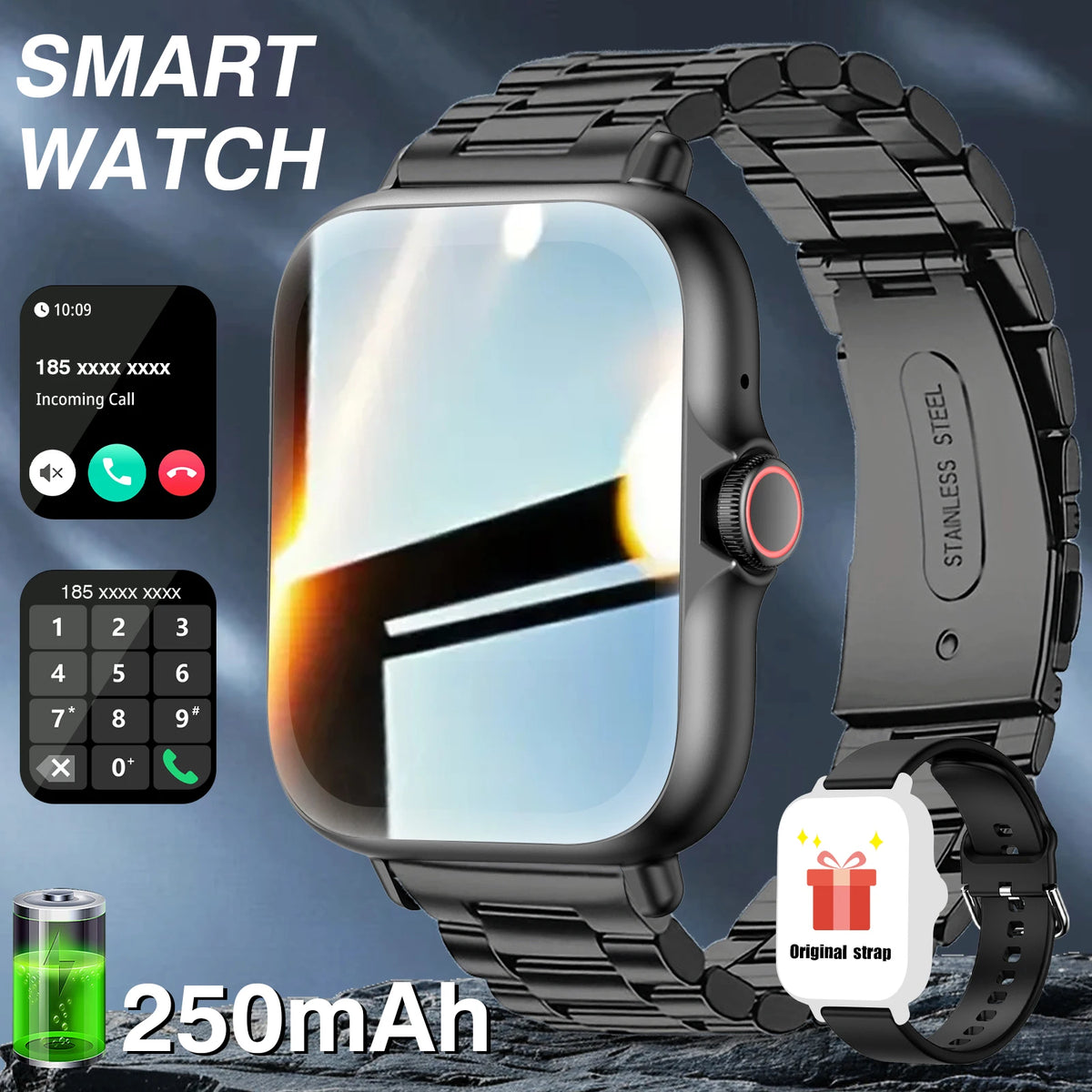 Multifunctional Sports Smartwatch, Unisex, Featuring A 1.83-inch Full-touch Display, Call Answering, Sleep Tracking, Step Counting, and Message Notifications. Compatible with IPhone & Android Phones
