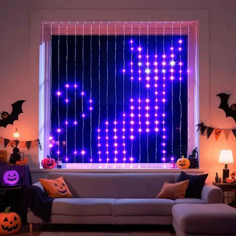 RGB Smart LED Curtain Fairy Lights, APP DIY Programmable Music Sync Dynamic Lighting, Indoor & Outdoor Background Decor for Christmas & Party