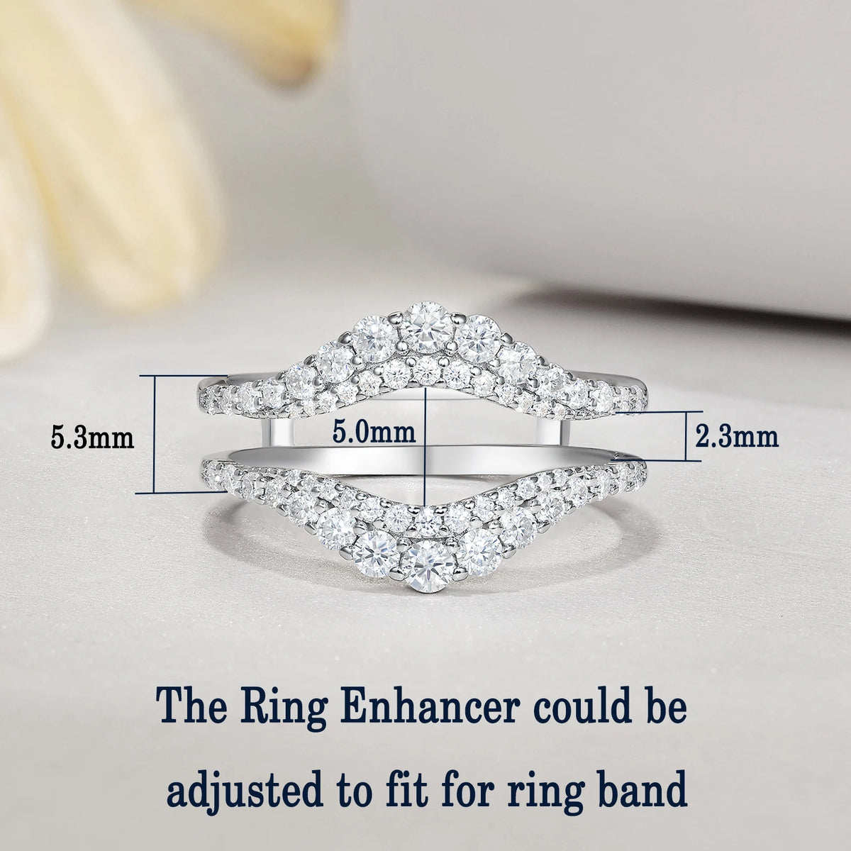 Newshe Certified Moissanite 925 Sterling Silver Ring Enhancer for Women. Engagement, Wedding Band Size 5-10