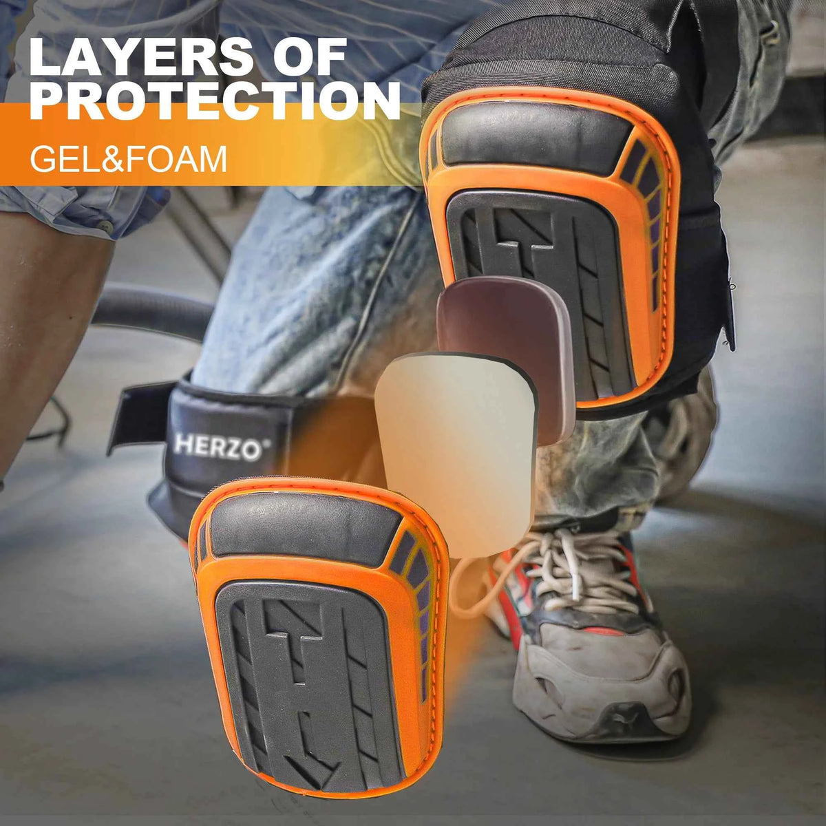 HERZO Knee Pads For Heavy Duty Knee Protection Comfortable Anti-slip, Work, Construction