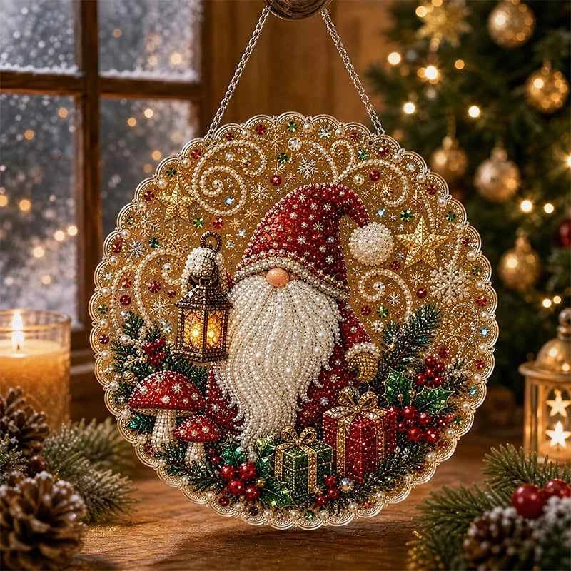 New Christmas Pearl Diamond Kit. DIY. Dog, Cat, Hummingbird, & More Patterns. Acrylic Circular Board With Lace Edges Wall Decorate Gifts