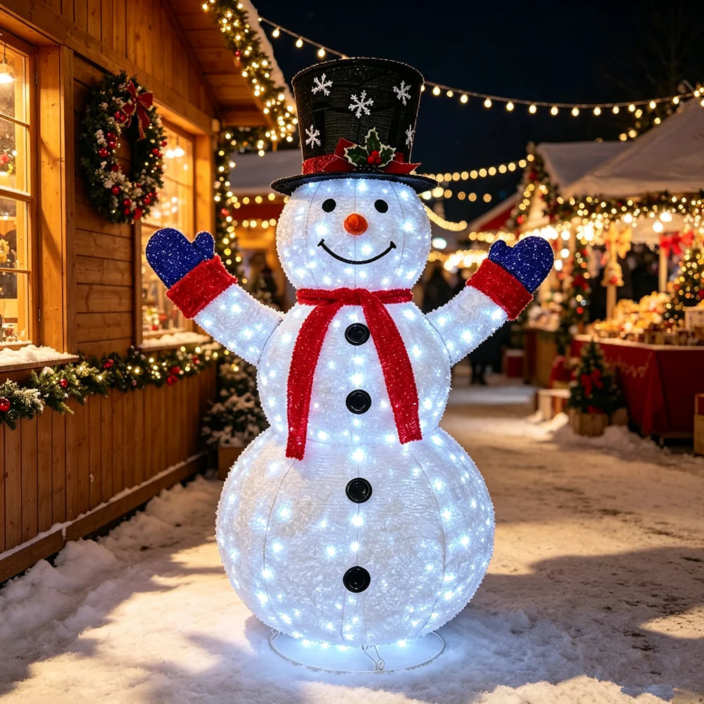 3D Christmas Collapsible Snowman,  200 LED with Cool White Light for Christmas, Indoor, Outdoor Décoration